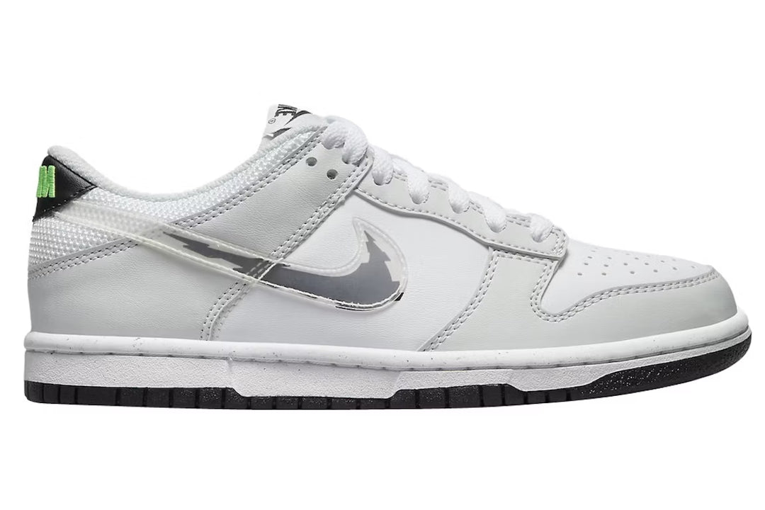 Nike Dunk Low Glitch Swoosh White Grey (Grade School)