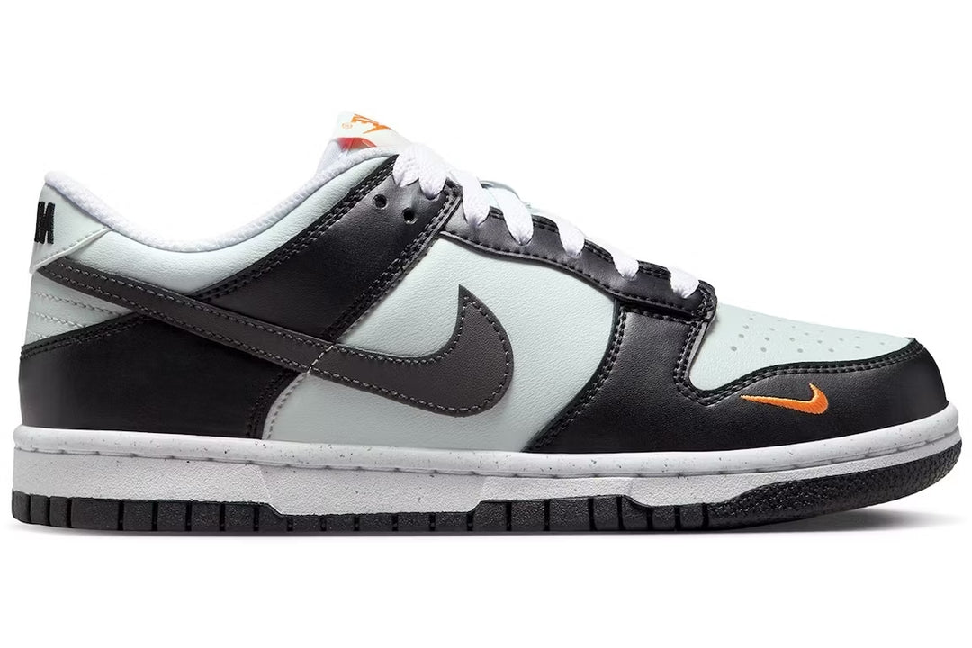 Nike Dunk Low Black Bright Mandarin Mini Swoosh (Grade School)