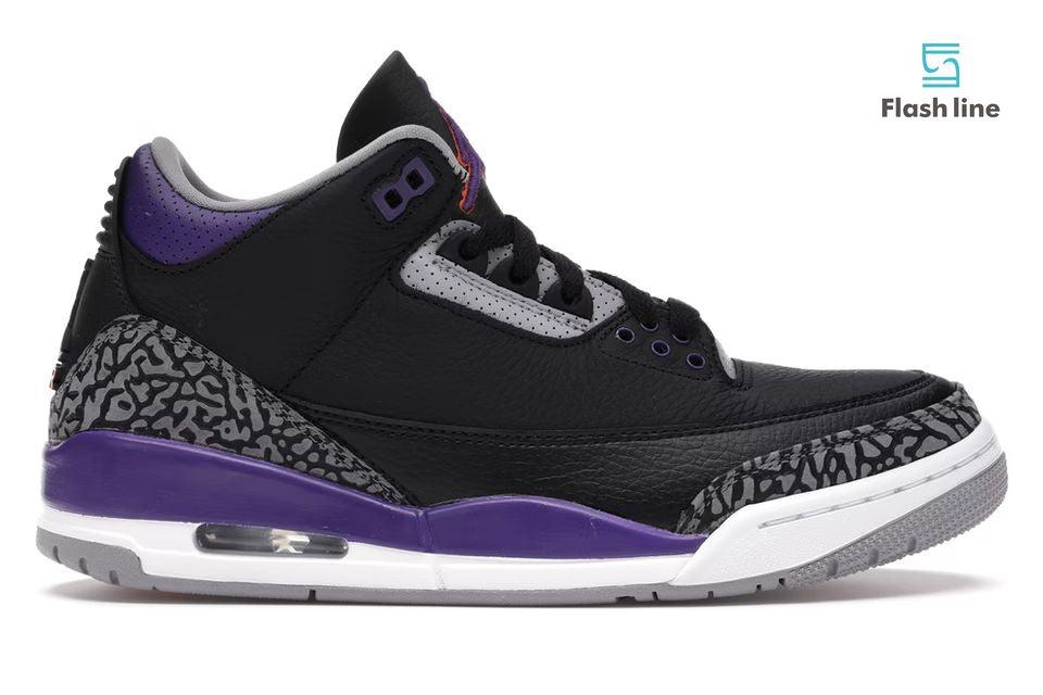 Jordan 3 Retro Black Court Purple - Flash Line Store