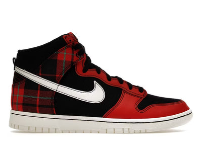 Nike Dunk High SE Tartan Plaid Black University Red