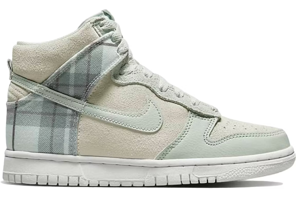 Nike Dunk High SE Tartan Plaid White Light Green (Grade School)