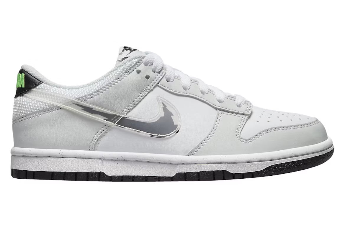 Nike Dunk Low Glitch Swoosh White Grey (Grade School)