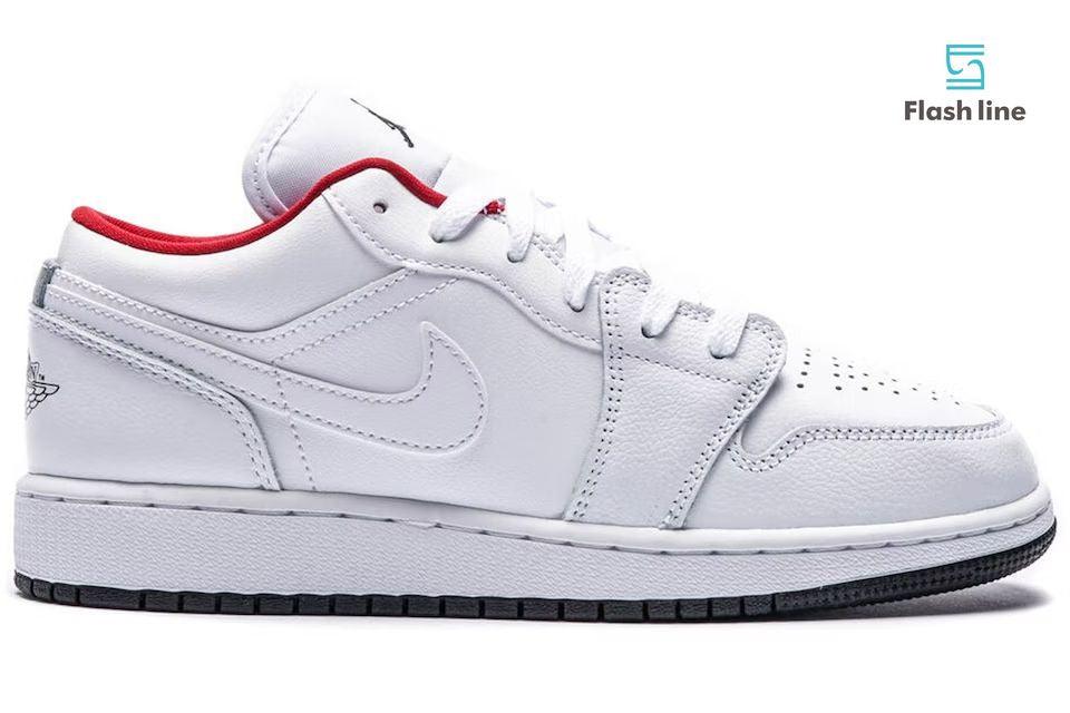 Jordan 1 Low White Gym Red Black (Grade School) - Flash Line Store