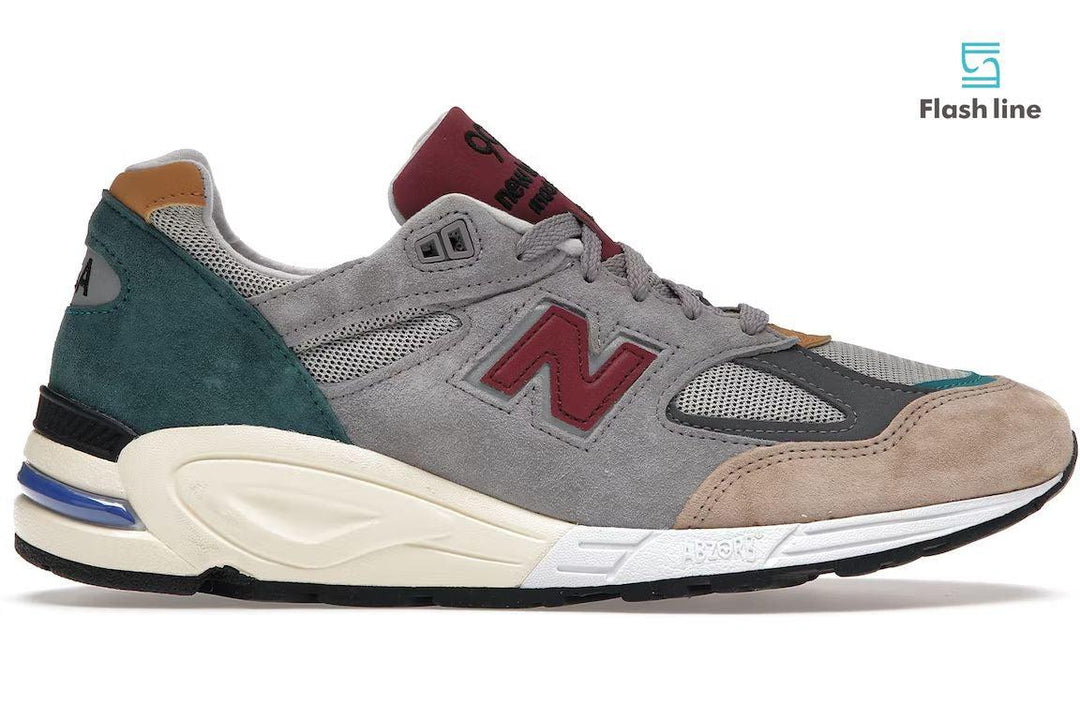 New Balance 990v2 Grey Green Maroon - Flash Line Store